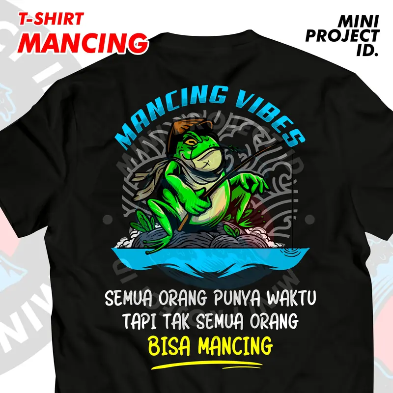 [ PROMO SPESIAL ] Kaos Mancing Vibes Vol. 3 Kodok - Baju Distro Mancing Bahan Katun Combed 24s Premium Free Stiker & Box Pancing Mini 2