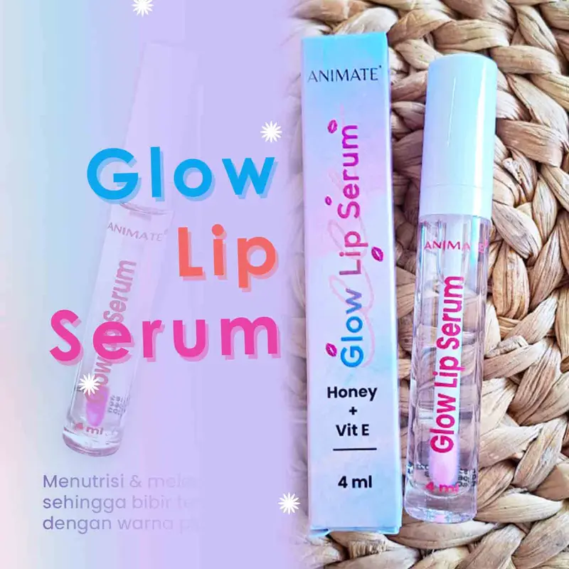 Animate Glow Lip Serum Honey + Vit E Pelembab Bibir Vitamin Bibir Pink 0