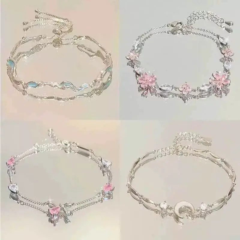 [HHH]Elegant Temperament Cherry Blossom Bowknot Bracelet For Women Girls Sweet Light Luxury Bracelet  Accessories Gifts