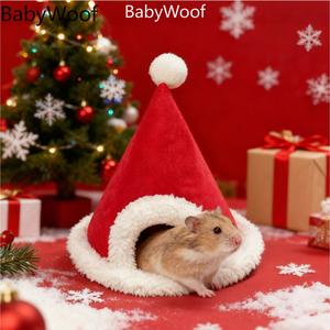 BabyWoof 2026新款圣诞帽造型 仓鼠窝仓鼠躲避屋金丝熊窝豚鼠窝花枝鼠保暖仓鼠棉窝小动物窝新年礼物