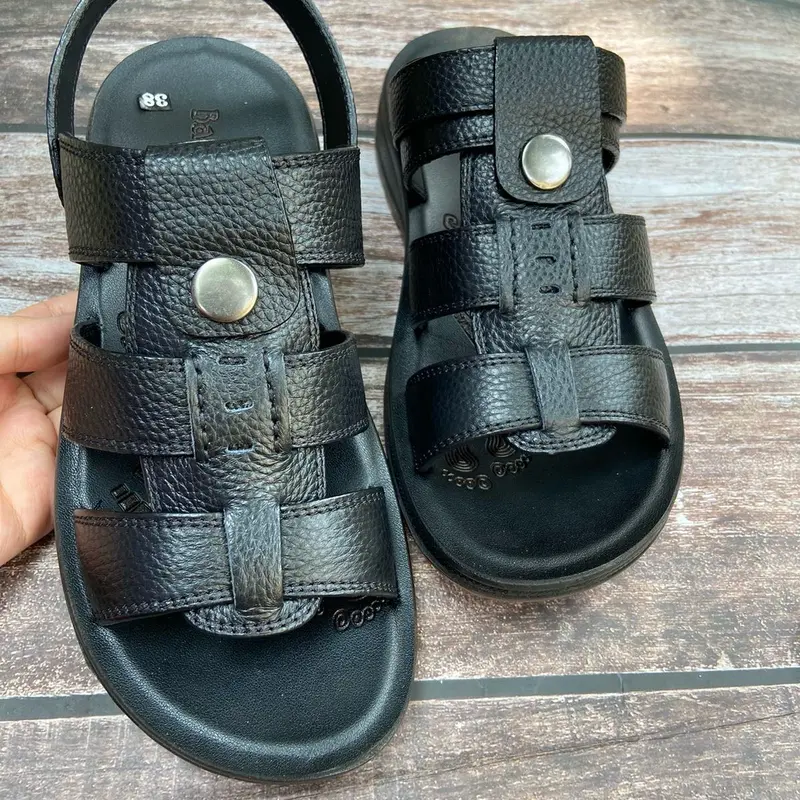 Dép Dọ Da Bò Nappa- ĐẾ KẾP Kiểu Sandal Mũi Mở 2CE Hàng Bảo Hành 12 Tháng Nhung  Đế Bằng DéP 0