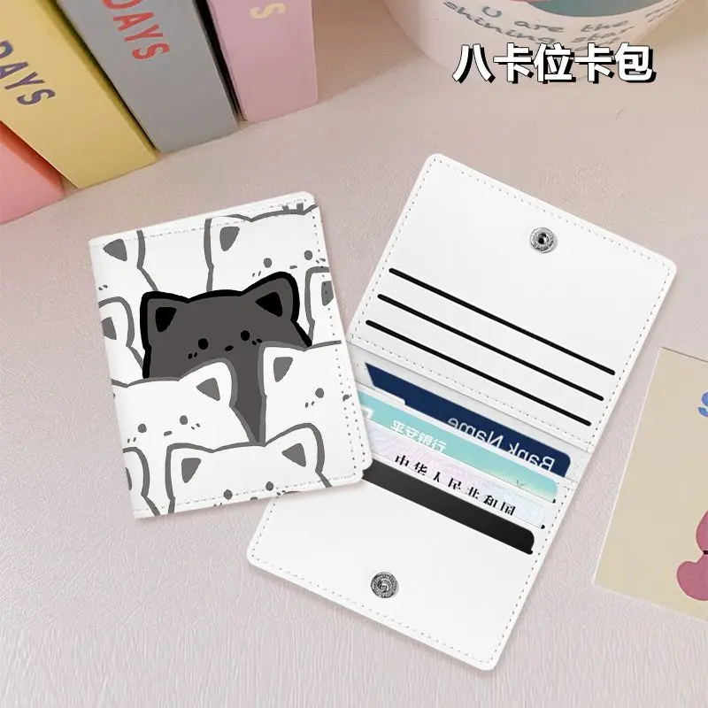 [Store] Japanese Cat Multiple Card Slots Wallet Card Holder Bank ID Card Holder Driving License Card Small Portable PU Leather