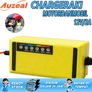 Auzeal Cas Aki 12V 2A Portable Darurat - Bantu Nyalakan Mobil & Motor Aki Mati Portable Kecil Mudah Dibawa
