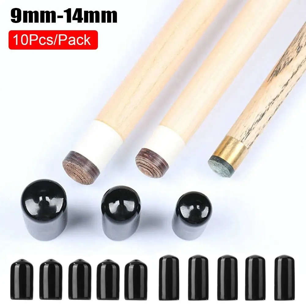 10pcs Durable Replacement Ferrule Tip Cover Protective Case Rubber Head Protector Slip-on Snooker Billiard Accessories Billiards Pool Cue Indoor Club Pub Family Game