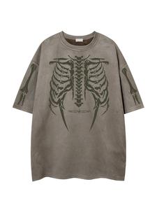 Men's Skeleton Print Short Sleeve Tee, Loose Casual Fashion T-shirt for Summer, Men's Top for Daily Wear