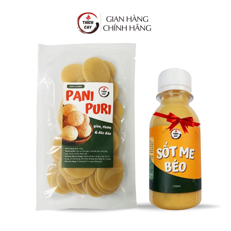 Deal độc quyền livestream - Tặng Sốt me béo 120ml Bánh Pani Puri Tết 100g chiên giòn phồng tròn to thơm lạ miệng Snack Food
