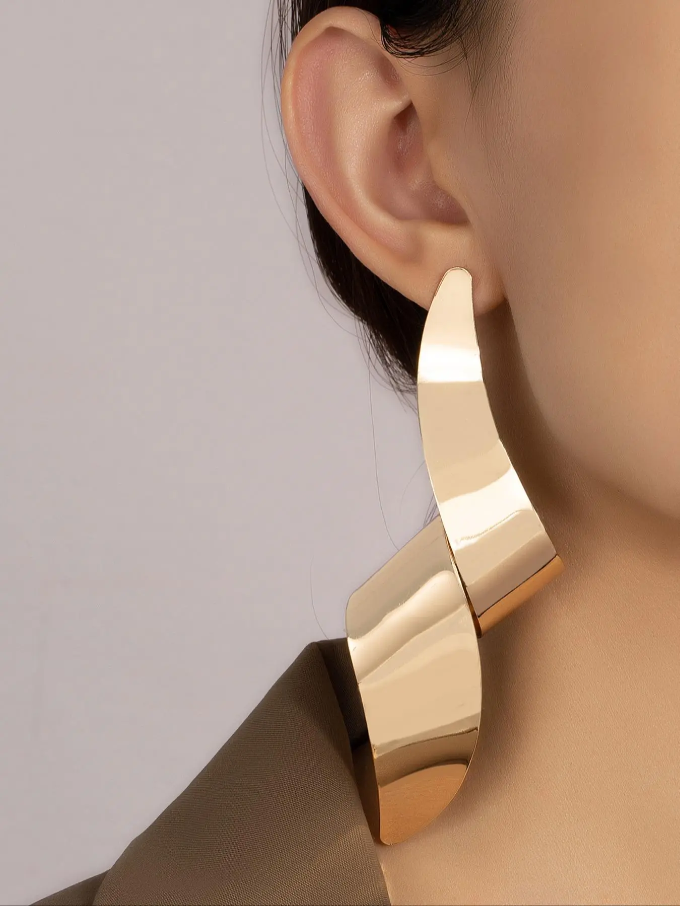 Women's Punk Style Large Geometric Shape Dangle Earrings, 1 Pair Trendy Exaggerated Dangle Earrings, Chic Street Trend Jewelry for Party Decor