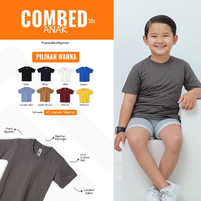 Gambar Kaos polos anak katun combed 30s asli lengan pendek umur 0-9 tahun dari Jdmstore Kota Medan Tokopedia