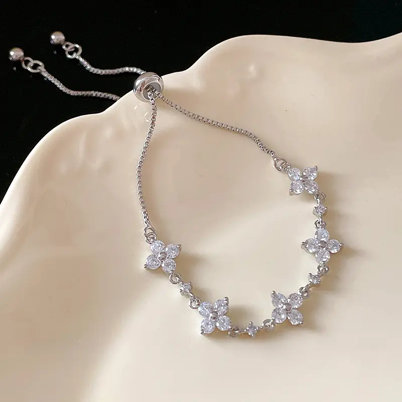 Vòng Tay Có Thể Điều Chỉnh Hình Thoi Hoa Zircon, Thời Trang Mới 2025, Đồ Trang Sức Tinh Tế Cao Cấp, Dễ Phối Đồ