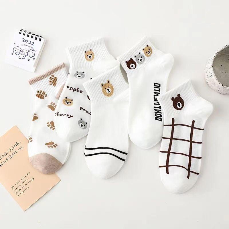 Product Introduction of 5/10/15pairs medyas Unisex cute socks with letters fashionable cotton socks Student sports socks 1