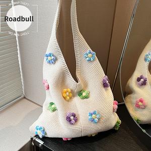 ROADBULLちょっと新鮮なのリラックススタイルの女性用ショルダーバッグ,2026新しい,ニッチでかわいいいカジュアルニットの脇下通勤バッグ