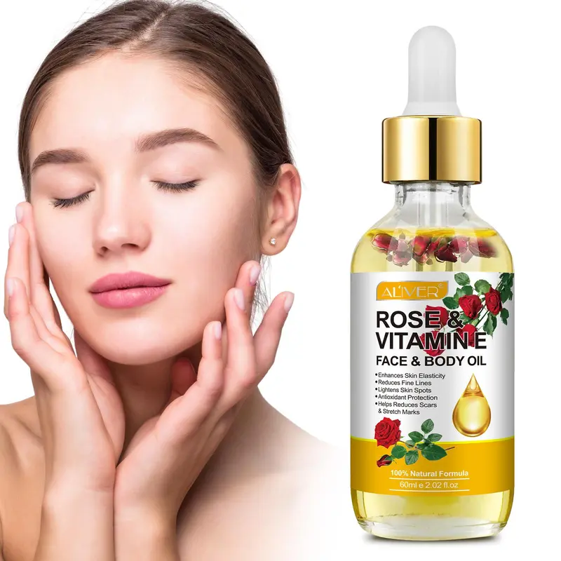 Rose Vitamin E Oil, Moisturizing Body Oil, Hydrating Body Massage Oil, Body Care Oil for Women & Men, Skin Care Product for Daily Use 2