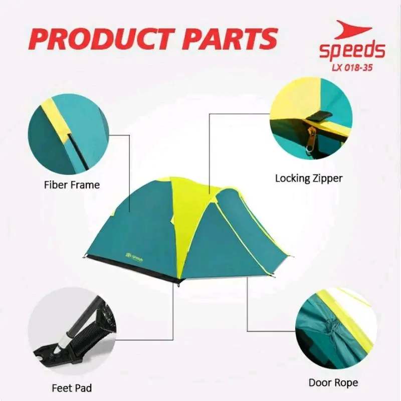 TENDA CAMPING SPEEDS LX018-35  240cm x 210cm x 135cm 2