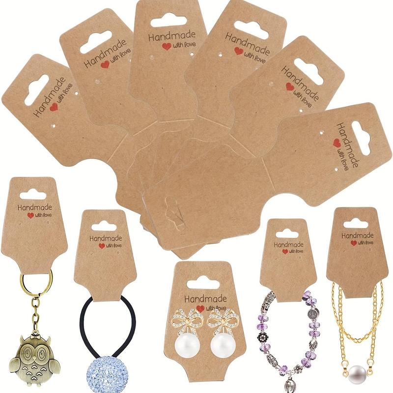 Solid Color Necklace Display Card, 100pcs Self-adhesive Bracelet Packaging Card Holder, Earrings Paper Stand For Jewelry Ornament Wrap 6