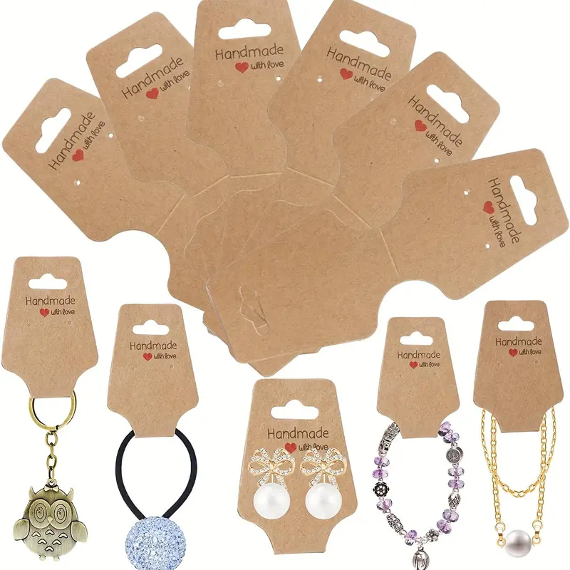 Solid Color Necklace Display Card, 100pcs Self-adhesive Bracelet Packaging Card Holder, Earrings Paper Stand For Jewelry Ornament Wrap 5