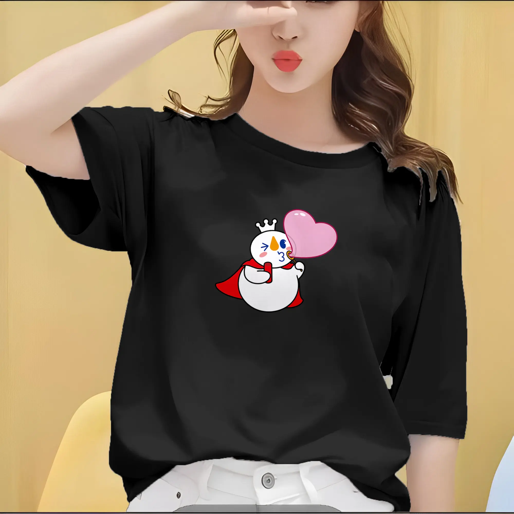 Kaos Baju Wanita Lengan Pendek Motif Mixue Gelembung Size M-XXL