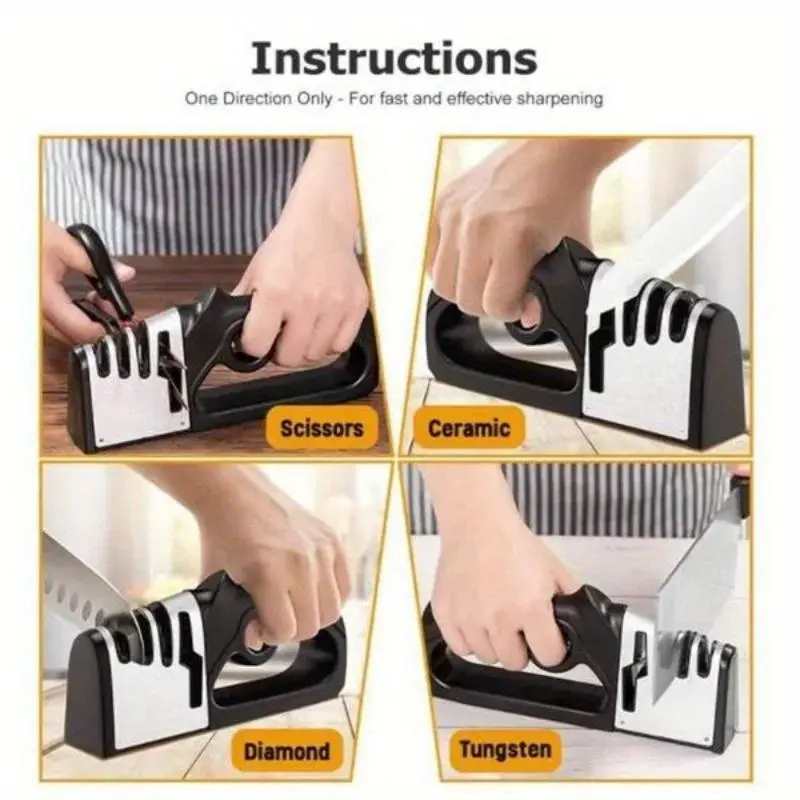 4 in 1 Knife Sharpener, 1 Count Professional Tungsten Sharpeners, Easy To Use Knife Sharpening Tool for Outdoor and Household Use 2