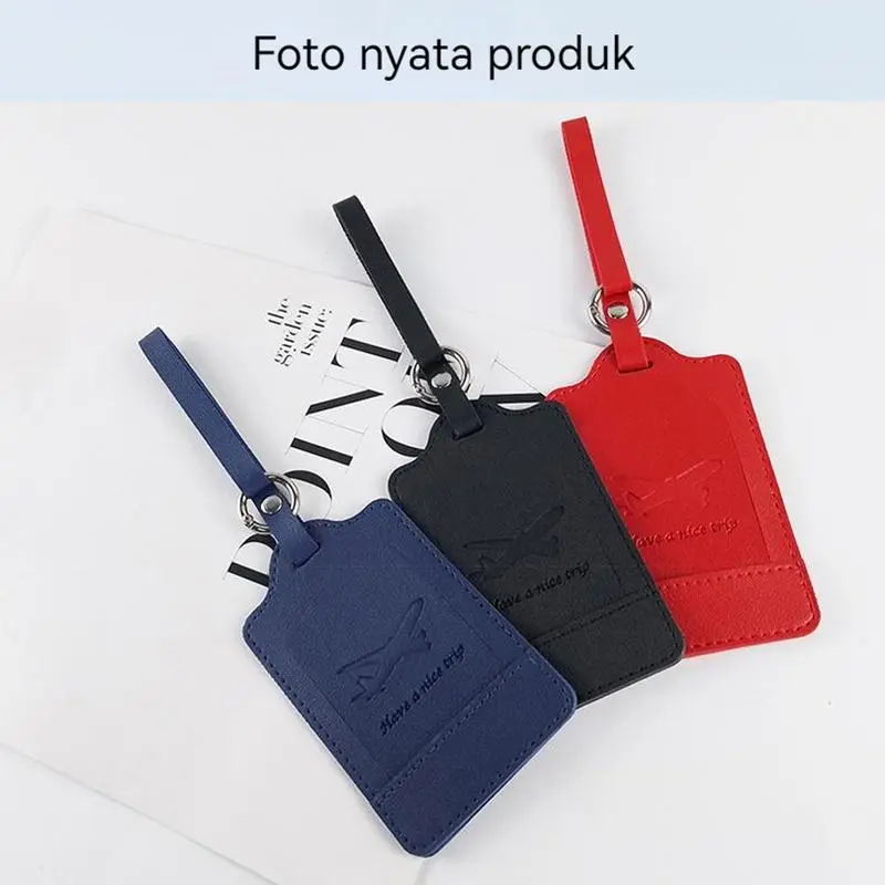 Bbambu Tag Label Koper Bagasi Gantungan Label Nama Tas Luggage Tag / Portable PU Kulit Bagasi Tag Koper Pengidentifikasi Label Bagasi Papan Tas Tag Nama ID Alamat pemegang Paspor Perjalanan Kartu 7