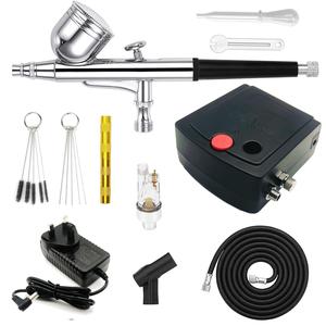 Mini Airbrush Kit with Airbrush Cleaning Tool, Portable Air Brush Compressor Set, Dual-action Gravity Feed Air Brushes for Painting, Cake Decorating & Craft