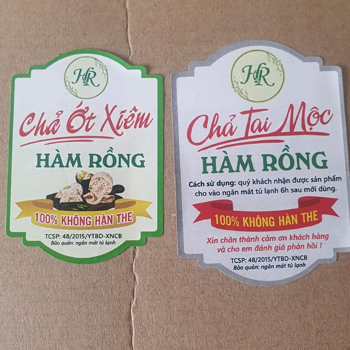 Tem 1kg in hình  chữ Chả TAI ỚT Xiêm Xanh và Chả tai Mộc