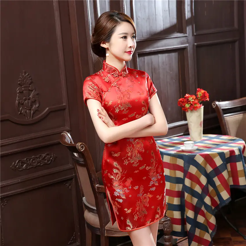 Gaun Cheongsam, Bersaiz Besar, Sulaman, Gaya Qipao, Untuk Wanita, Pakaian Makan Malam Tradisional Cina, Pakaian Dalam, Tersedia dalam Saiz S-6XL, Keluaran Baharu pada tahun 2025 Dress Baju
