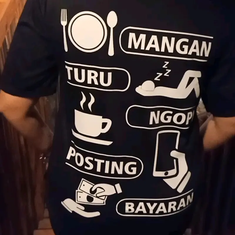 kaos kata-kata MANGAN TURU NGOPI POSTING BAYARAN Bahan cotton combet,Atasan Pria wanita Harian viral kekinian,T-shirt Distro Nyaman di pakai 8