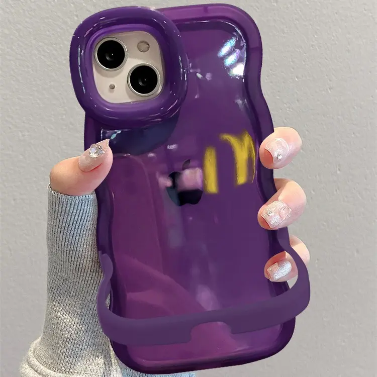 Ốp Điện Thoại Thích Hợp Cho Apple 15, Iphone13pm, ốp Tinh Khiết Đơn Giản, 14 Cạnh Gợn Sóng, Giá Đỡ Đôi Vô Hình 12 / 11 Mềm Phụ Kiện