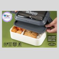Gambar Kotak Makan 1 Layer Free Sendok Sumpit OR-0597 Lunchbox Ukuran 900 ML dengan Handle - White dari Ollahomeliving Kota Bogor 2 Tokopedia