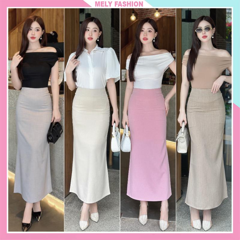 Chân váy đuôi cá dáng dài công sở ôm body 2 lớp có xẻ sau phong cách trẻ trung sang trọng 3 màu đen be ghi có big size CV93