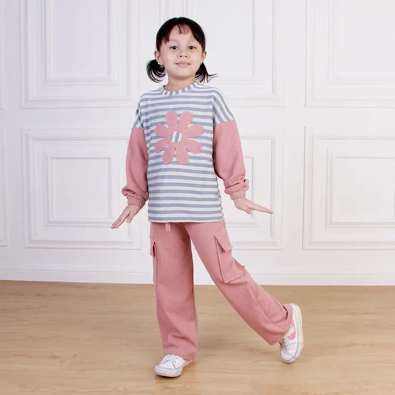 Dungdungkids Setelan Anak Shidqia Caramel Knitt Bunga 3 - 12 Tahun 5