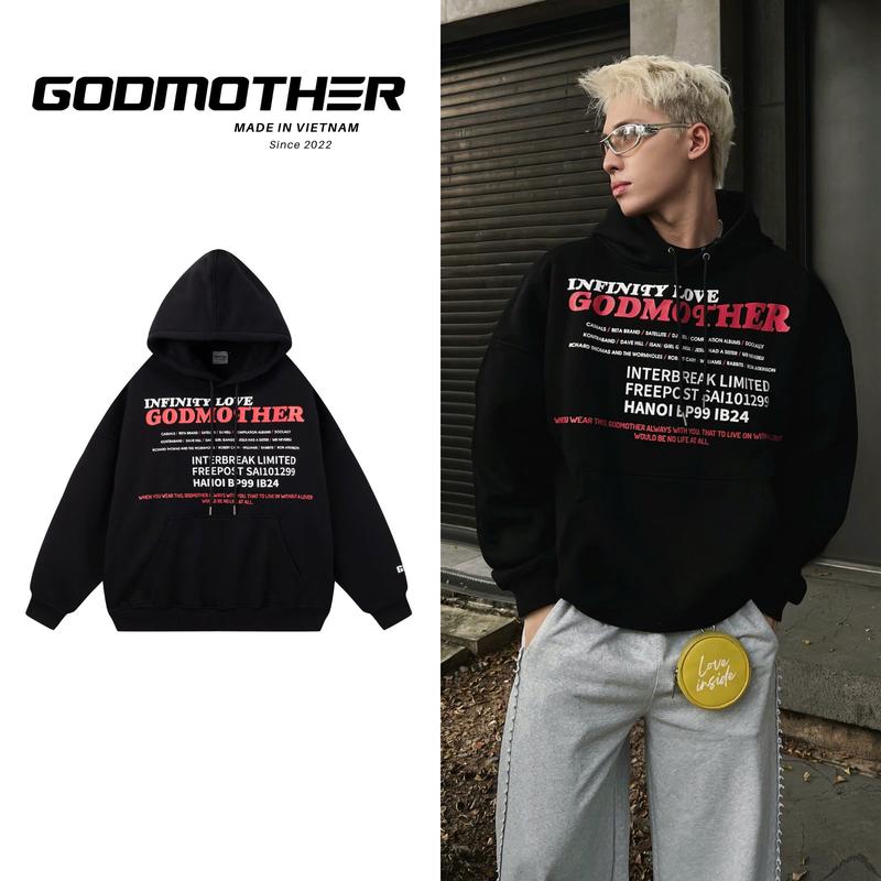 Áo Hoodie Infinity Love GODMOTHER Vải Nỉ Bông In Lụa Nam Nữ Unisex Form Boxy Ấm Áp Thời Thượng