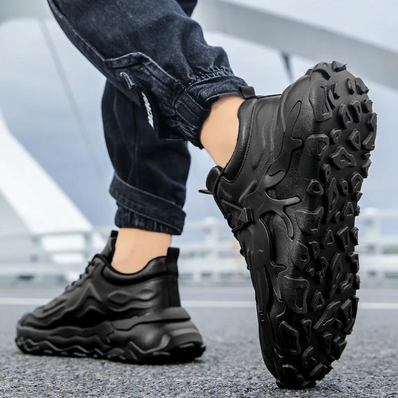 Customization Men Fashion Casual Sports Sneakers Lightweight Leather Thick Sole Blank Running Walking Shoes for Women Closed Trainers_voghion.com