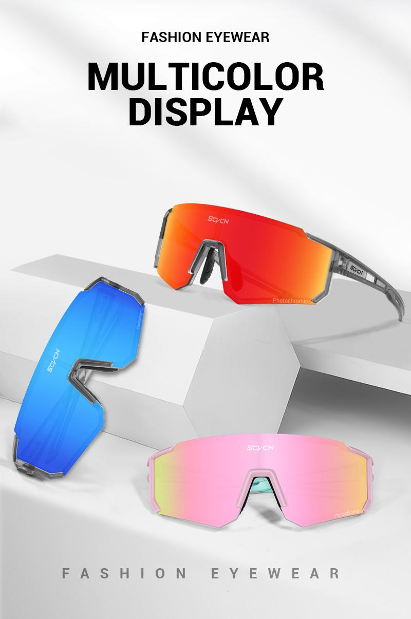 Product Introduction of SCVCN Upgraded Photochromic Outdoor Cycling Glasses UV400 Protection Running Mountaineering Glasses Road Bicycle MTB Goggles Men Women 5