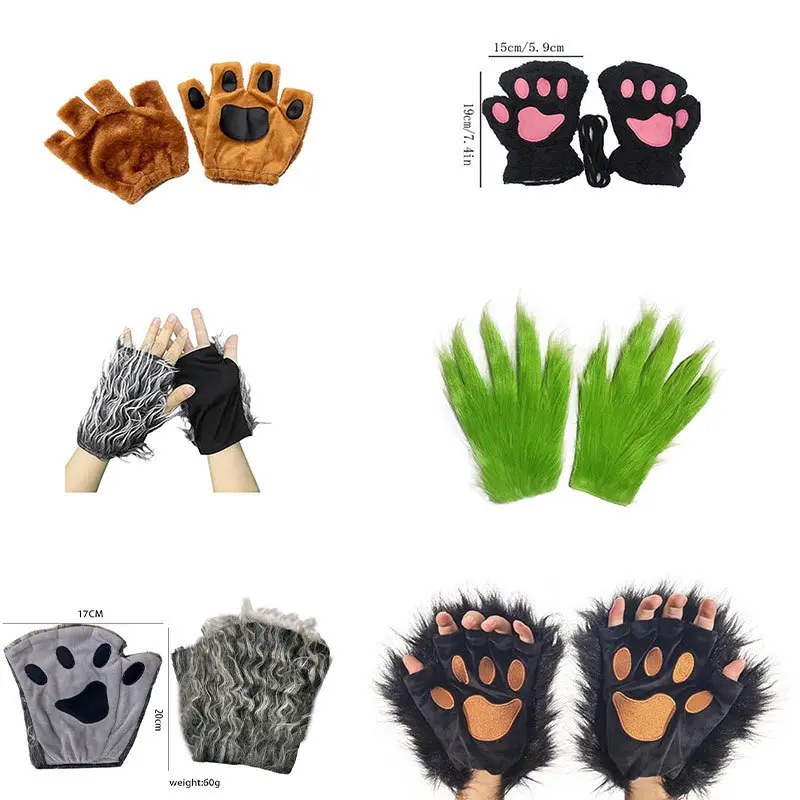 Fox Wolf gloves, cat paw gloves, Lion fingerless gloves, suitable for Halloween dress show, new arrival