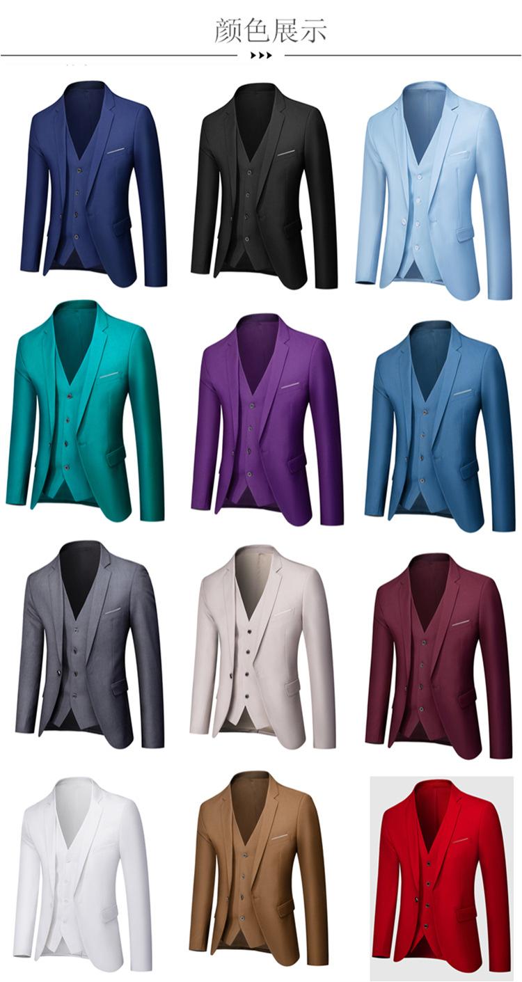 Product Introduction of Men's Sut Slim Fit, 3 Piece Set, Korean Style Wedding Groom Blazer & Pants, Business Formal Office Wear, Prom Party Dinner Jacket, Free Shipping 8