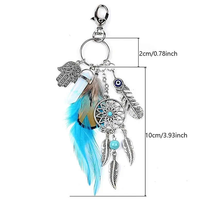 Dream Catcher Design Keychain, Bohemian Style Feather Decor Keychain, Bag Decor Tassel Keychain for Car, Home, Office, Car Accessories 1