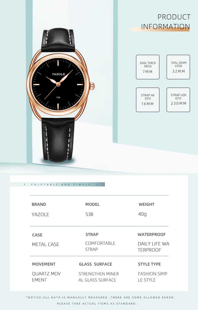 Product Introduction of Jam Tangan pria Yazole RG 22 Anti Air Strap Kulit Styli Hitam 1