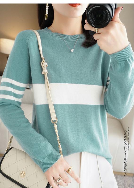 Product Introduction of Autumn new women's cotton sweater loose slim fit round neck multicolor sweater Western style inner wear bottoming shirt fashion tops 4