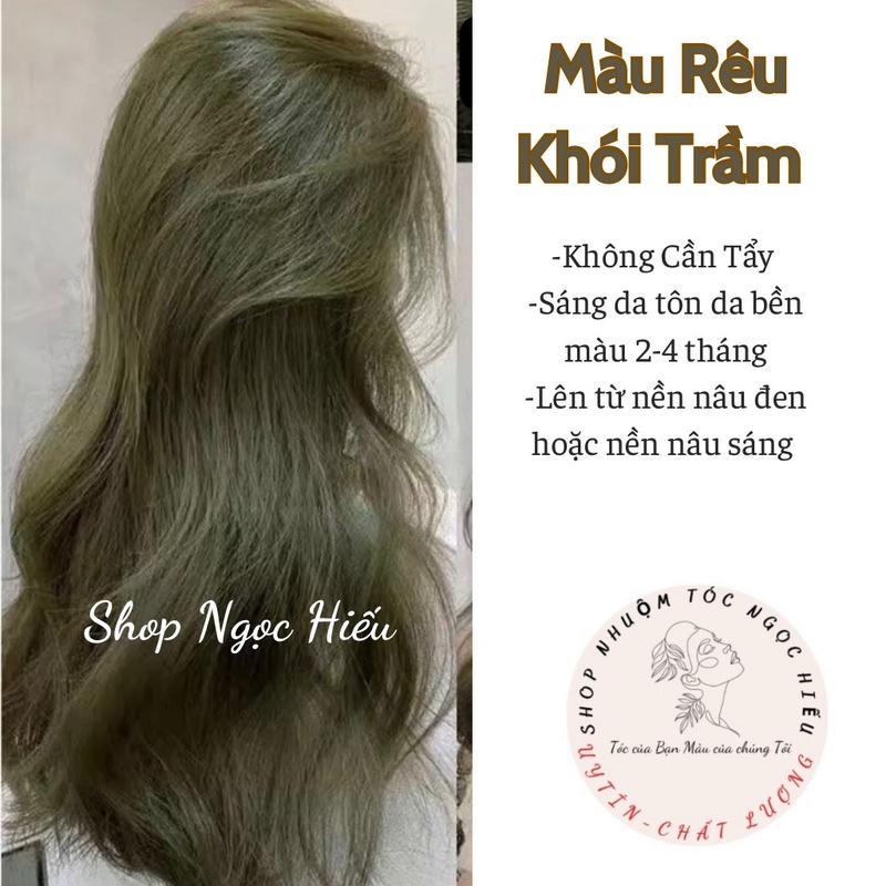 Set Nhuộm Tóc Màu RÊU KHÓI TRẦM (không cần  Tẩy) Tặng kèm oxi siêu dưỡng +gang tay+lược nhuộm+giấy hdsd Đổi Màu Tóc Nữ