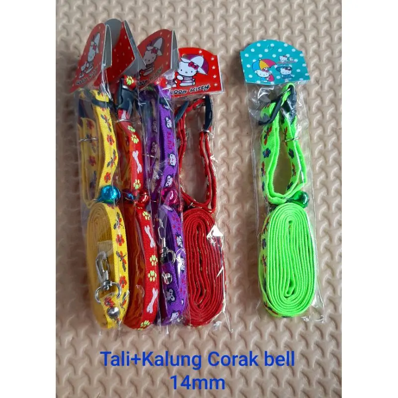 Tali Tuntun + Kalung Motif CORAK lonceng 14MM kucing 0