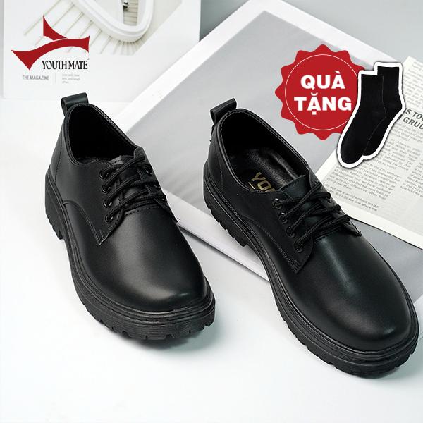 TẶNG 1 ĐÔI TẤT ĐEN Giày Derby Nam Đế Cao Chunky 4CM - Chất Liệu Da Sít - YH350 Shoes