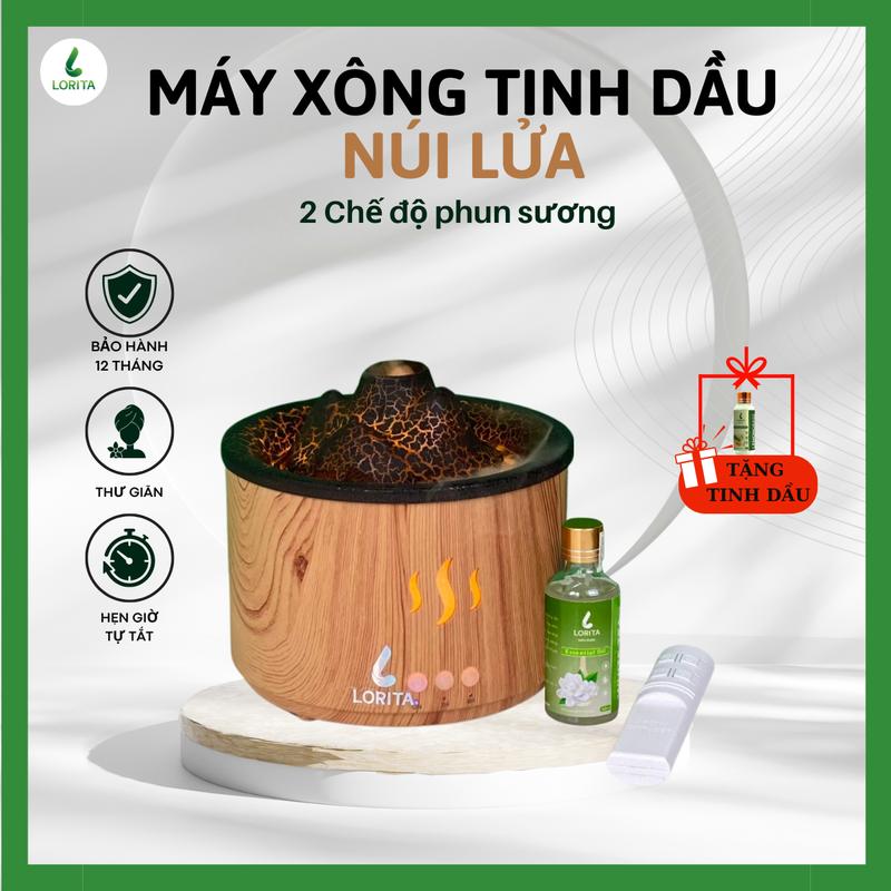 Máy xông tinh dầu phun sương hình núi lửa LORITA không tiếng ồn, có đèn LED, hẹn giờ tự động tắt, dung tích 250ml có điều khiển từ xa Tạo Độ Ẩm Máy Khuếch Tán Tinh Dầu