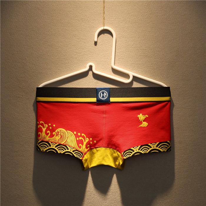 Product Introduction of 2pcs/lot men's cartoon underwear tight-fitting low-waisted cotton U convex boyshort youth breathable sports boxers 23