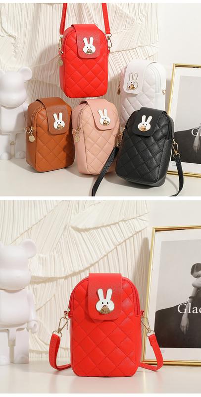 Product Introduction of Ladies Phone Bag High-Grade Special-Interest Design Embroidered Rhombus Rabbit Lock Shoulder Messenger Bag 33
