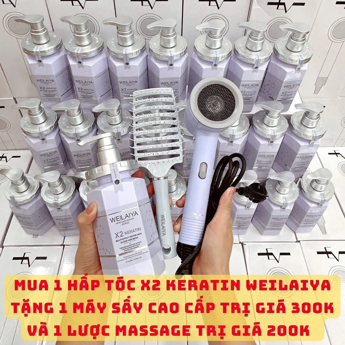 Hấp tóc đa tầng Weilaiya hương nước hoa 450ml  (Tặng kèm máy sấy Trendy và lược mátxa)