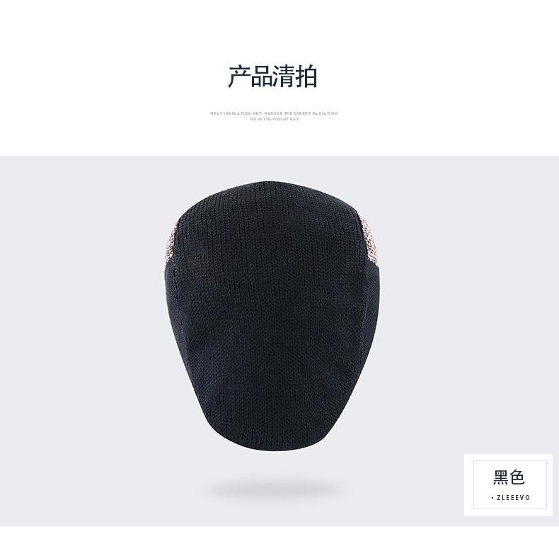 Product Introduction of Knitted visor hat for men and women, autumn and winter, new, artistic, retro, leisure, British, stitching, contrast color, soisticated hat, breaable hat 9