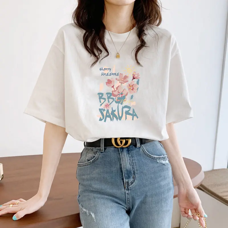 Summer Women's Cotton Short-Sleeved T-shirts Women's 2025 New Style White Inner Wear Korean Style Loose Half-Sleeve Top Ins Fashion