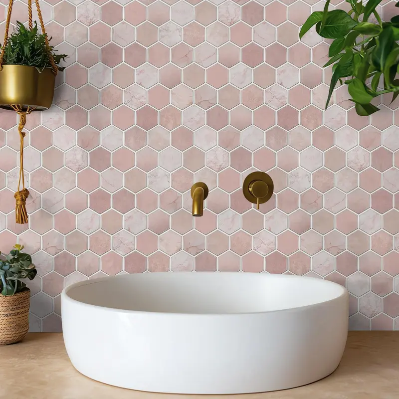 3D Honeycomb Shaped Faux Tile Sticker, Self-adhesive Wall Sticker, Waterproof Wall Decal, Suitable for Kitchen, Living Room and Bathroom, Decorative, Decoration Items, Interior 6