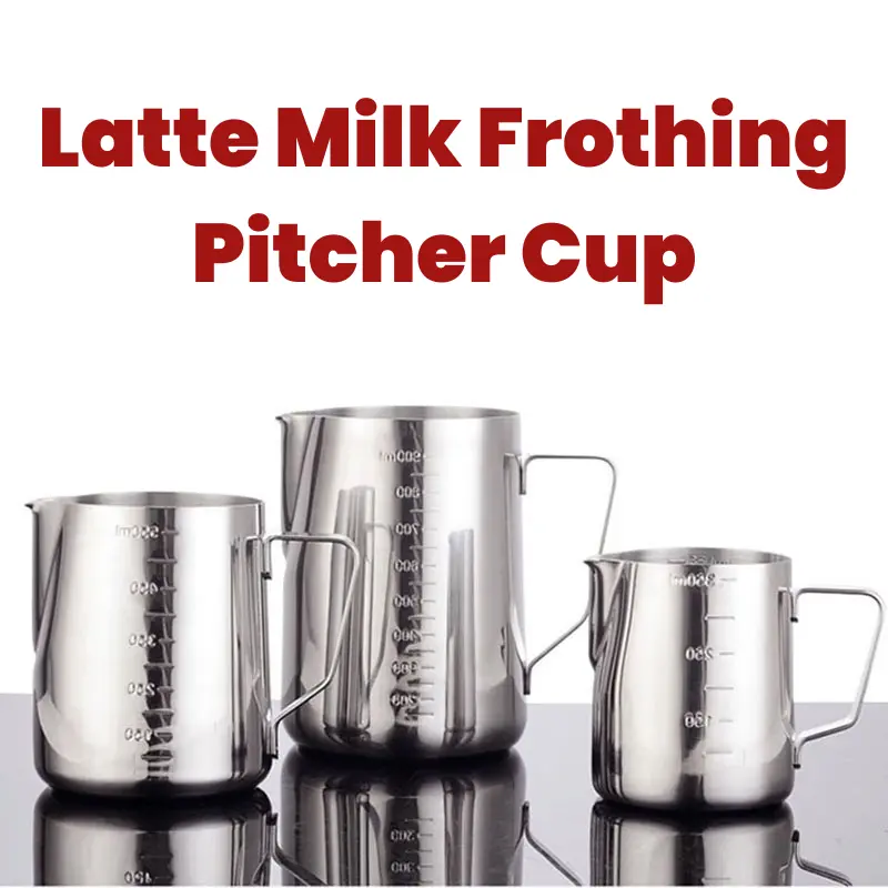 Cawan Penyaji Keluli Tahan Karat utk Penyediaan Susu Kopi dgn Ukuran Terukir, sesuai utk Pengukus & Penghasil Seni Kopi Latte Barista / Coffee Milk Frothing Cup Pitcher Stainless Steel Stamped Measurement Steaming Jug Barista Latte Art Kitchenware