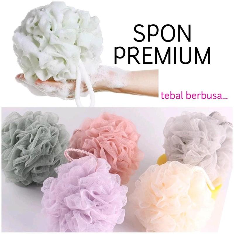 Spons Mandi Shower puff Busa Pink Purple Blue Cream 0